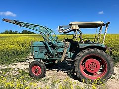 Hanomag Granit 501 Schlepper mit Frontlader Bulldog mit Verdeck Oldtimer Schlepper Hanomag Granit 500