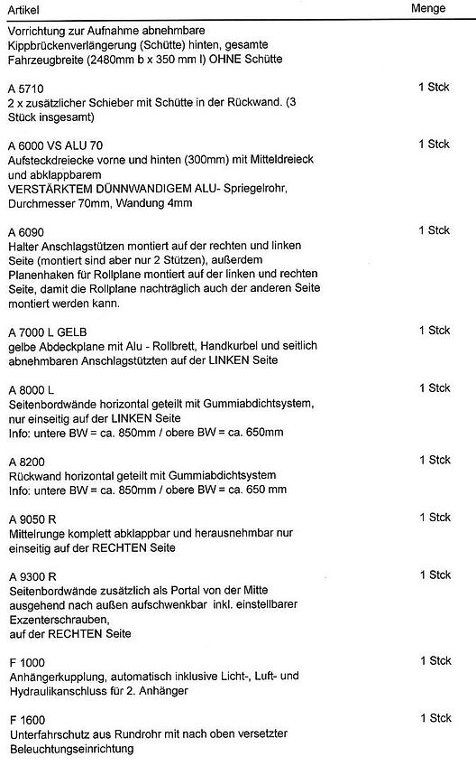 Kröger 18to 3 Schieber mit Kunststoffbordwand Interne Nr. 40744