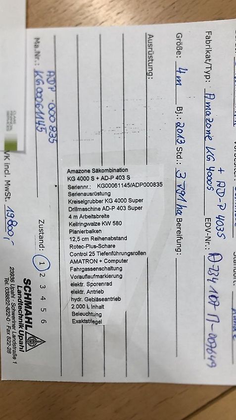 Amazone KG400S + ADP403S + Wagen
